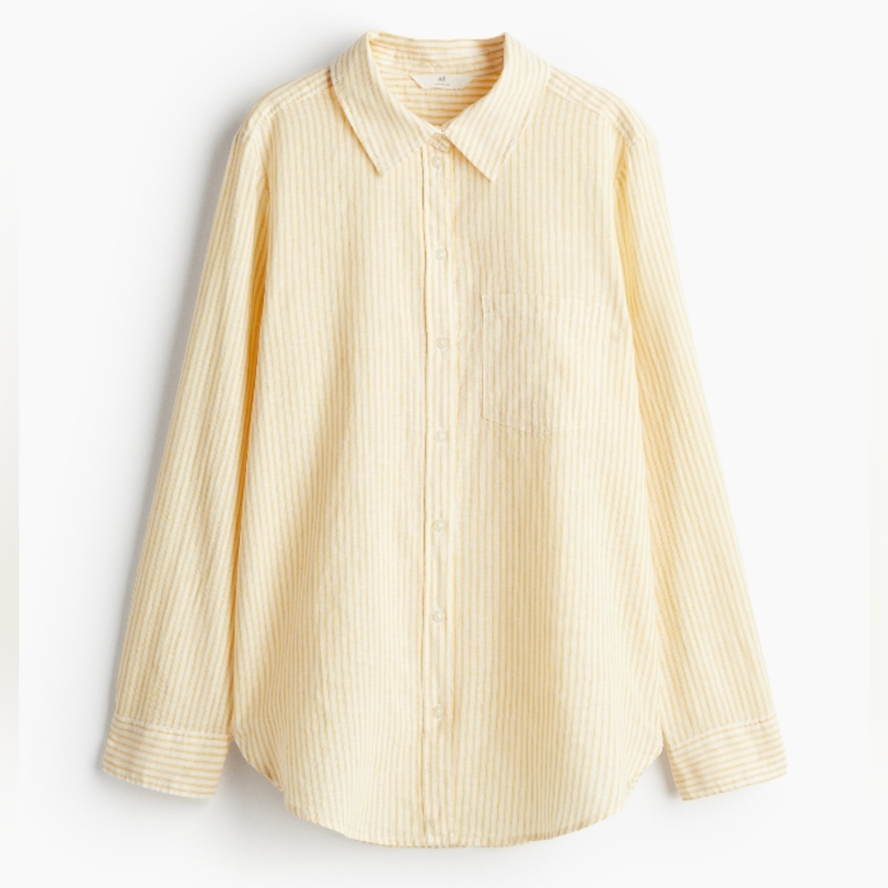 H&M Pale Yellow Striped Button-Down Shirt